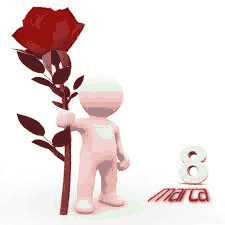 Ludzik z dużą różą na 8 marca